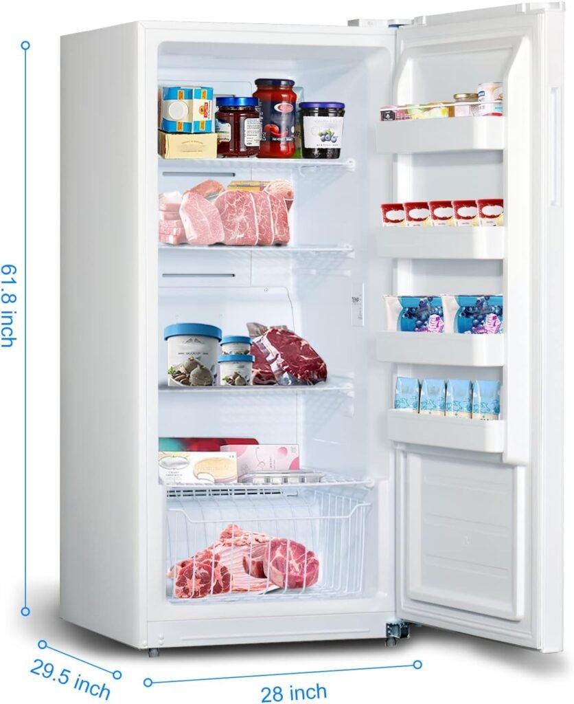 SMETA Upright Freezer Convertible Refrigerator|Freezers Garage Ready Standup Frost-Free Fridge Deep Freezer 18 Cuft Full Size with Tempered Glass Shelves SS