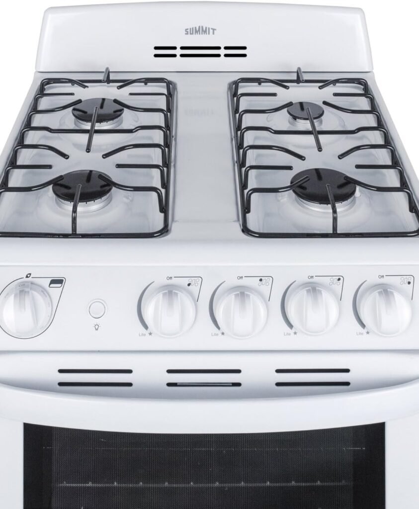 Summit RG200WS 20 Freestanding Gas Range with 4 Burners 2.3 cu. ft. Oven Capacity Broiler Compartment ADA Compliant in White