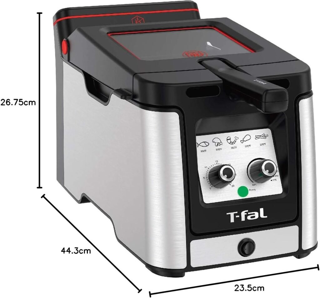 T-fal 3.5L Deep Fryer with Basket, 1700W, Oil Filtration, Temp Control, Digital Timer, Dishwasher Safe Parts