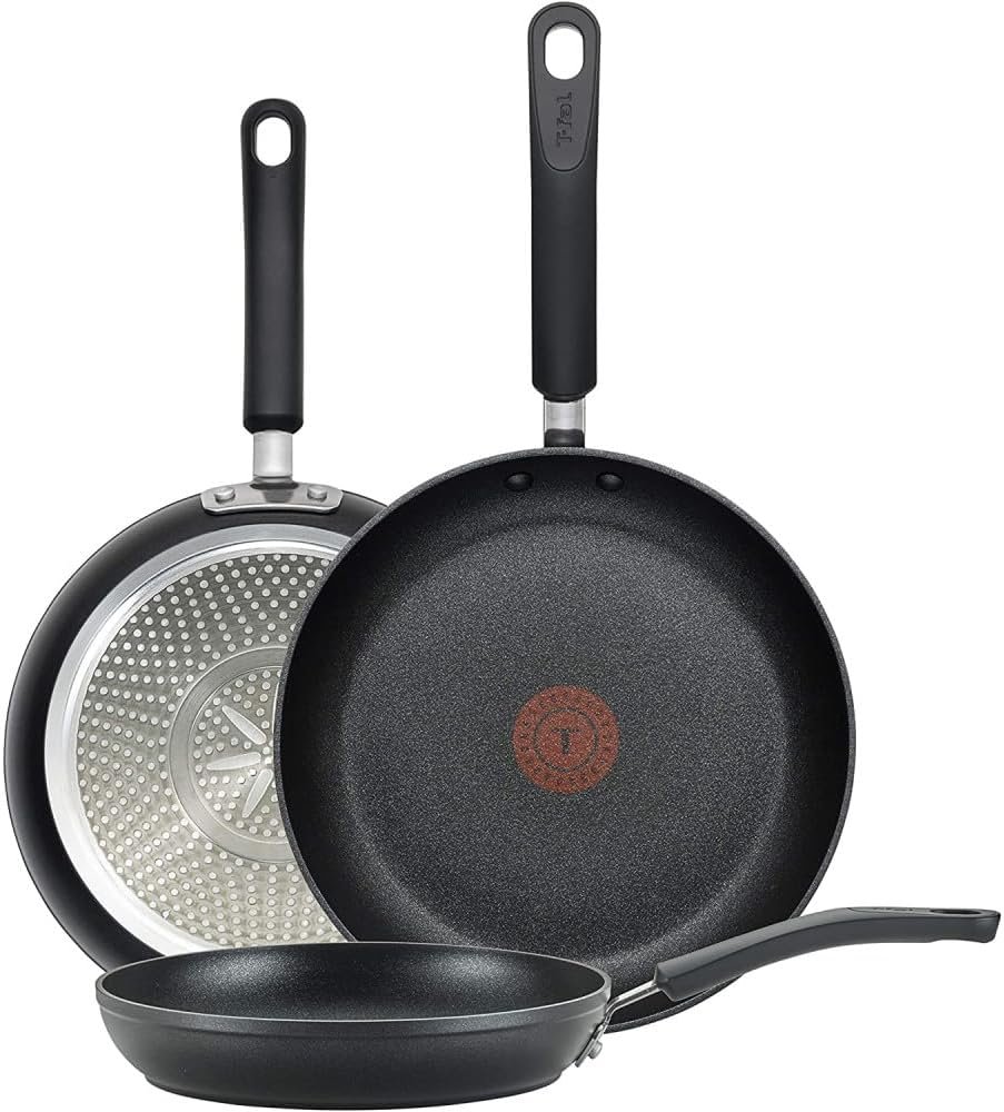 T-fal Experience Nonstick Fry Pan Set 3 Piece, 8, 10.25, 12 Inch Induction Oven Safe 400F Cookware, Pots and Pans, Dishwasher Safe Black