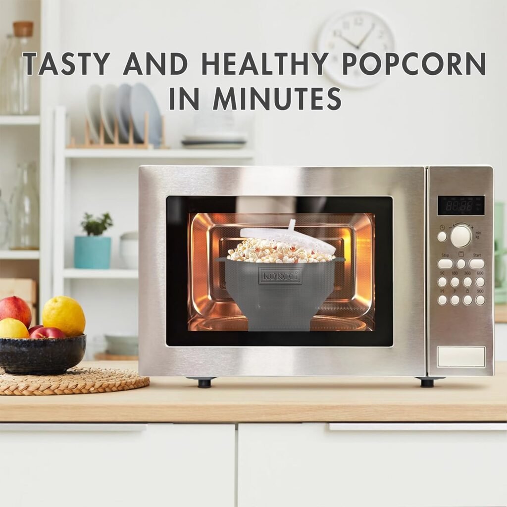 The Original Korcci Microwaveable Silicone Popcorn Popper, BPA Free Microwave Popcorn Popper, Collapsible Microwave Popcorn Maker Bowl, Dishwasher Safe -Aqua