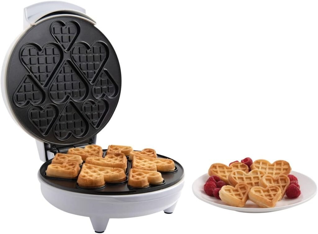 Valentines Day Mini Hearts Waffle Maker - Make 9 Heart Shaped Waffles or Pancakes w Electric Nonstick Waffler Iron- Show Love w Unique Breakfast for or Fun Gift for Girlfriend Boyfriend Kids Adults