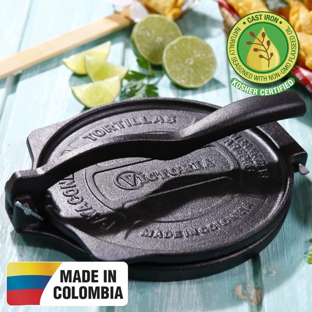 Victoria Cast Iron Tortilla Press, Tortilla and Roti Maker, Made in Colombia, 8 Inches