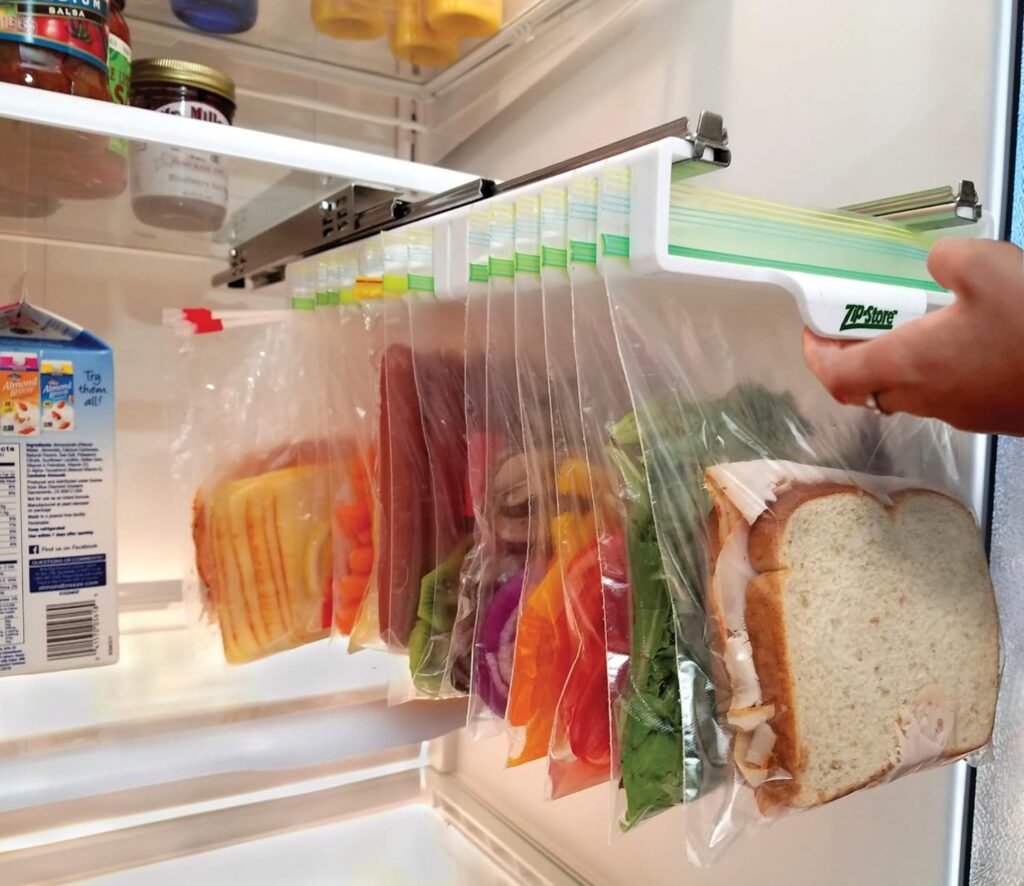 Zip n Store - Your Refrigerator Organizer Bins - Ziploc Bags Easy Fridge Organizer - Organizes 20 Bags, Perfect For Leftovers, Easy To See  Install, Access Food, Quick Access Slide Track - Full-Size