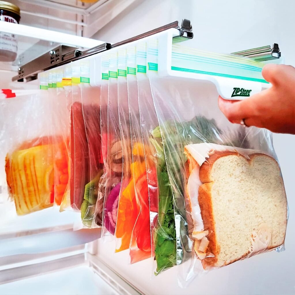 Zip n Store - Your Refrigerator Organizer Bins - Ziploc Bags Easy Fridge Organizer - Organizes 20 Bags, Perfect For Leftovers, Easy To See  Install, Access Food, Quick Access Slide Track - Full-Size