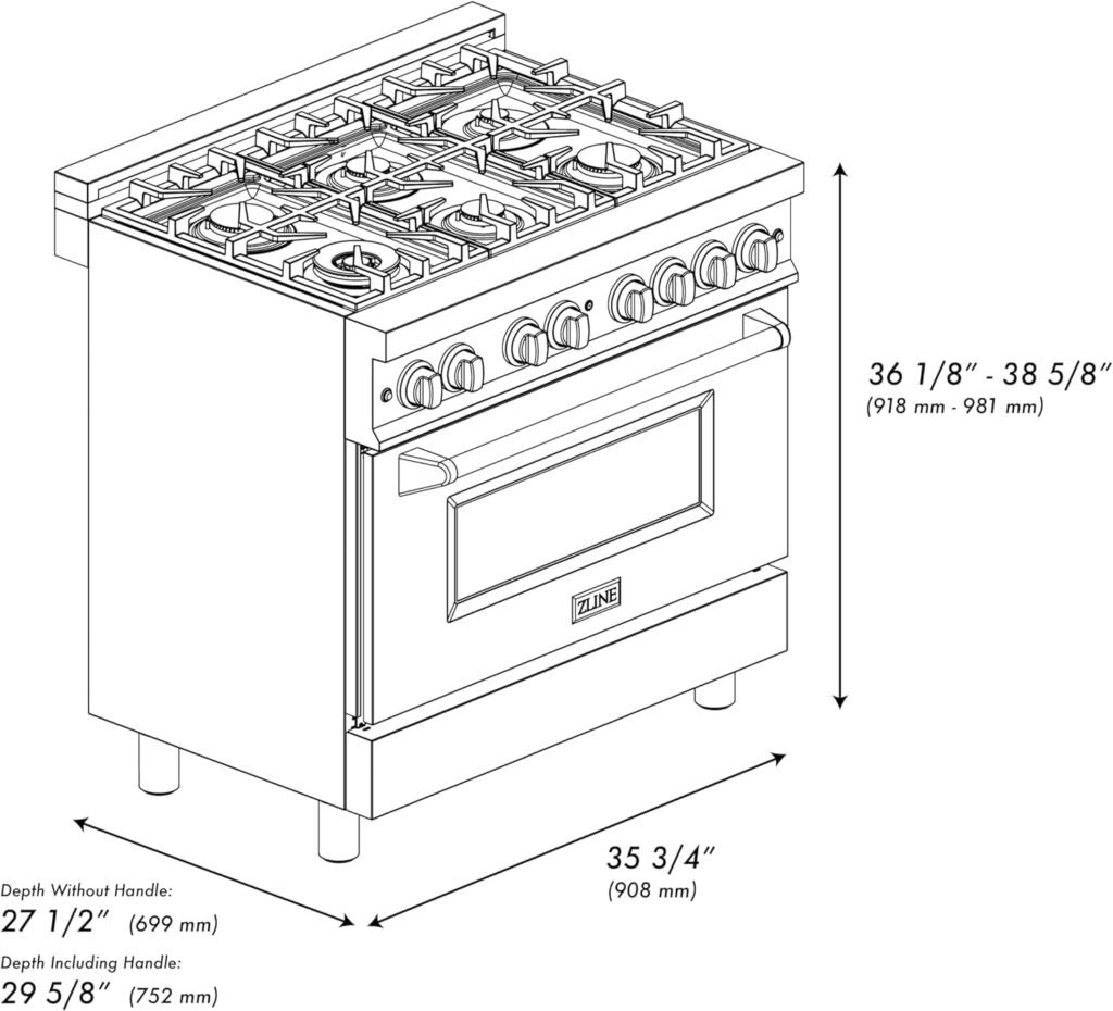 ZLINE 36 4.6 cu. ft. Dual Fuel Range with Gas Stove and Electric Oven in Fingerprint Resistant Stainless Steel (RA-SN-36)