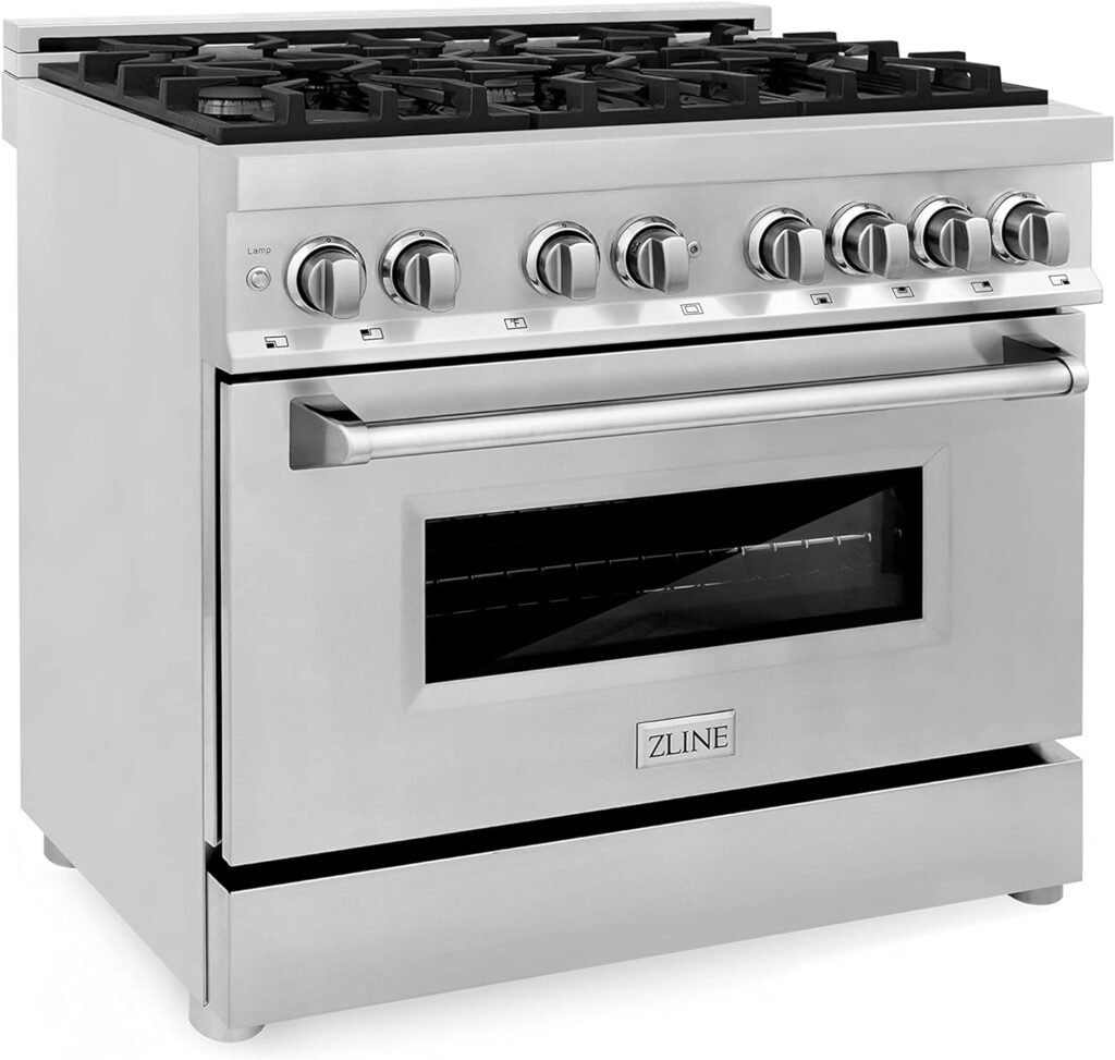 ZLINE 36 4.6 cu. ft. Dual Fuel Range with Gas Stove and Electric Oven with Color Door Options (RA36) (Stainless Steel)