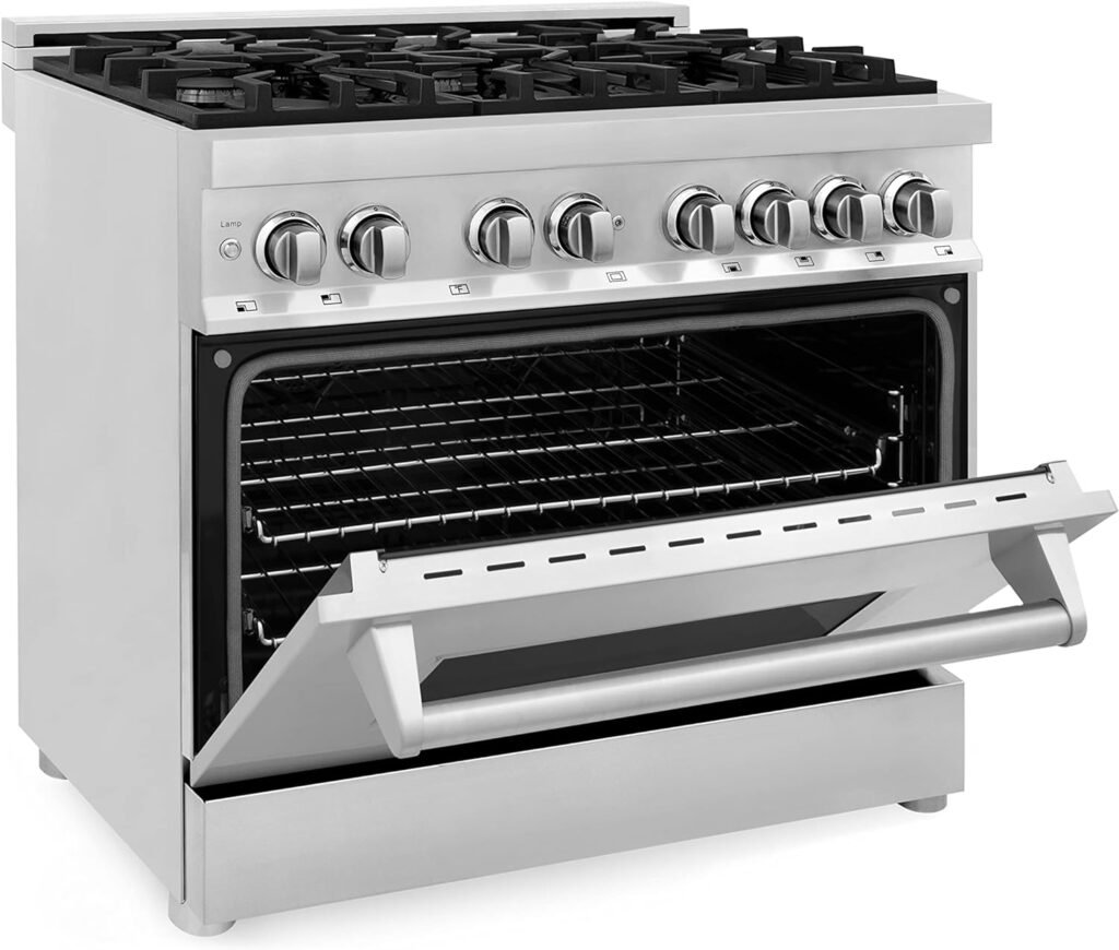 ZLINE 36 4.6 cu. ft. Dual Fuel Range with Gas Stove and Electric Oven with Color Door Options (RA36) (Stainless Steel)