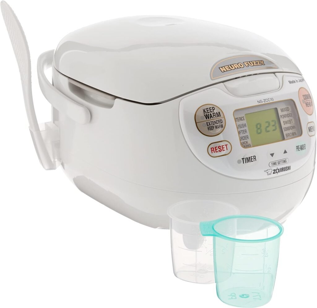 Zojirushi NS-ZCC10 Neuro Fuzzy Cooker, 5.5-Cup uncooked rice / 1L, White