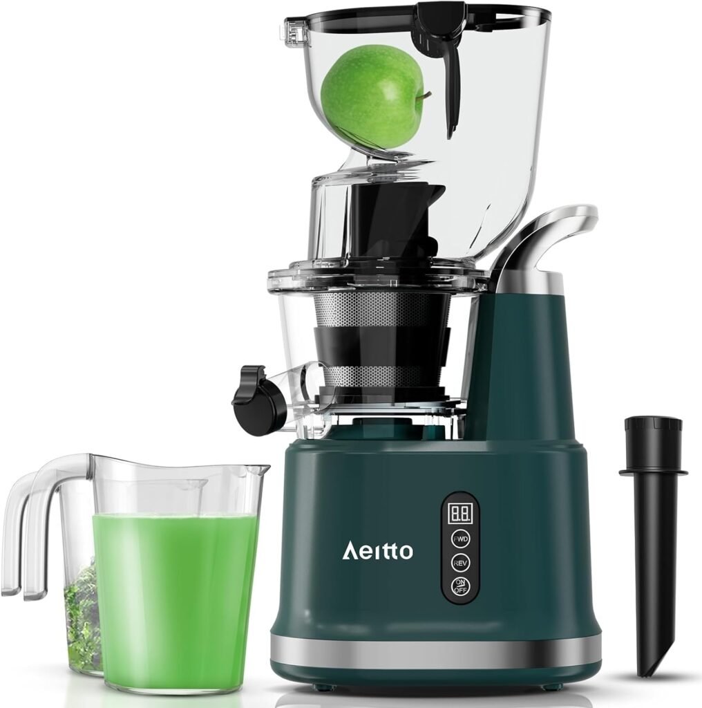 Aeitto Cold Press Juicer, Whole Vertical Juicer, Slow Masticating Juicer Machines, with Big Wide 83mm Chute, Cold Press Juicer for Whole Fruits and Vegetables, Juicer Machine BPA-Free, Black