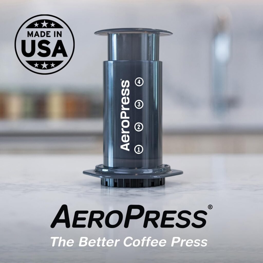 Aeropress Original Coffee and Espresso-Style Maker, Barista Level Portable Coffee Maker with Chamber, Plunger, and Filters, Quick Coffee and Espresso-Style Maker, Made in USA