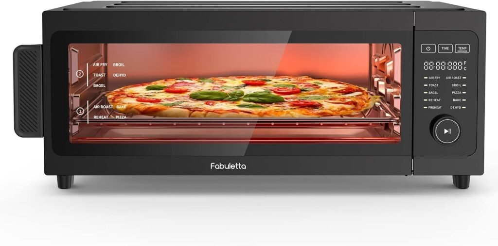 Air Fryer Toaster Oven Combo - Fabuletta 10-in-1 Countertop Convection Oven 1800W, Flip Up  Away Capability for Storage Space, Oil-Less Air Fryer Oven Fit 12 Pizza, 9 Slices Toast, 5 Accessories