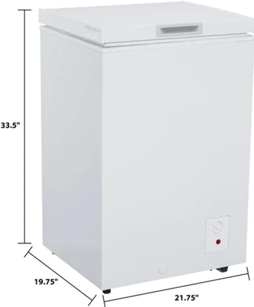 Avanti CF350M0W Slim 20x22x34 Inch 3.5 Cubic Foot Capacity Stand Alone Upright Ice Chest Deep Freezer with Defrost and Removable Storage Basket, White