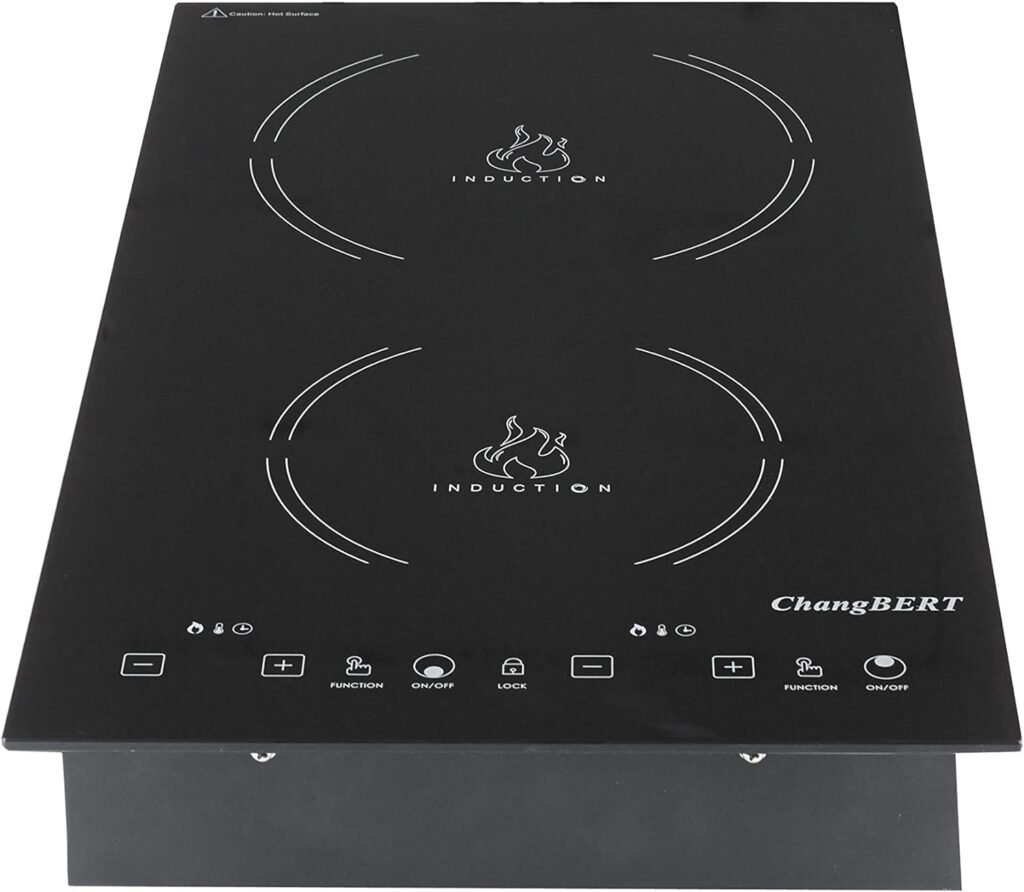 ChangBERT Induction Cooktop ChangBERT 1800W NSF Certified Commercial Grade Durable Countertop Burner Pro Chef Professional 18/10 Stainless Steel Housing Schott Glass 10-Hour Timer