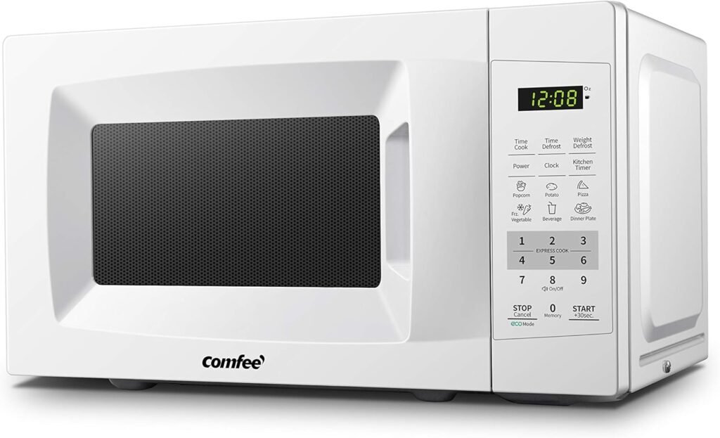 COMFEE EM720CPL-PM Countertop Microwave Oven with Sound On/Off, ECO Mode and Easy One-Touch Buttons, 0.7 Cu Ft/700W, Pearl White