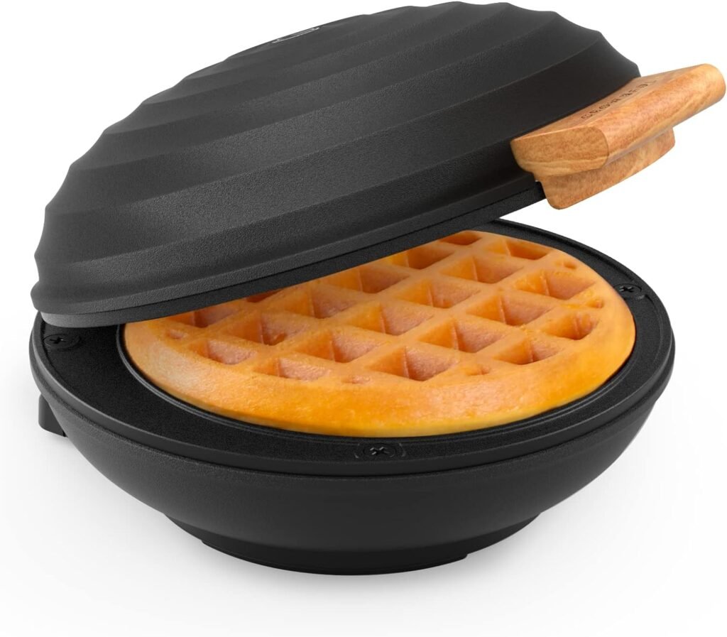 CROWNFUL Mini Waffle Maker Machine, 4 Inch Chaffle Maker with Compact Design, Easy to Clean, Non-Stick Surface, Recipe Guide Included, Perfect for Breakfast, Dessert, Sandwich, or Other Snacks, Black