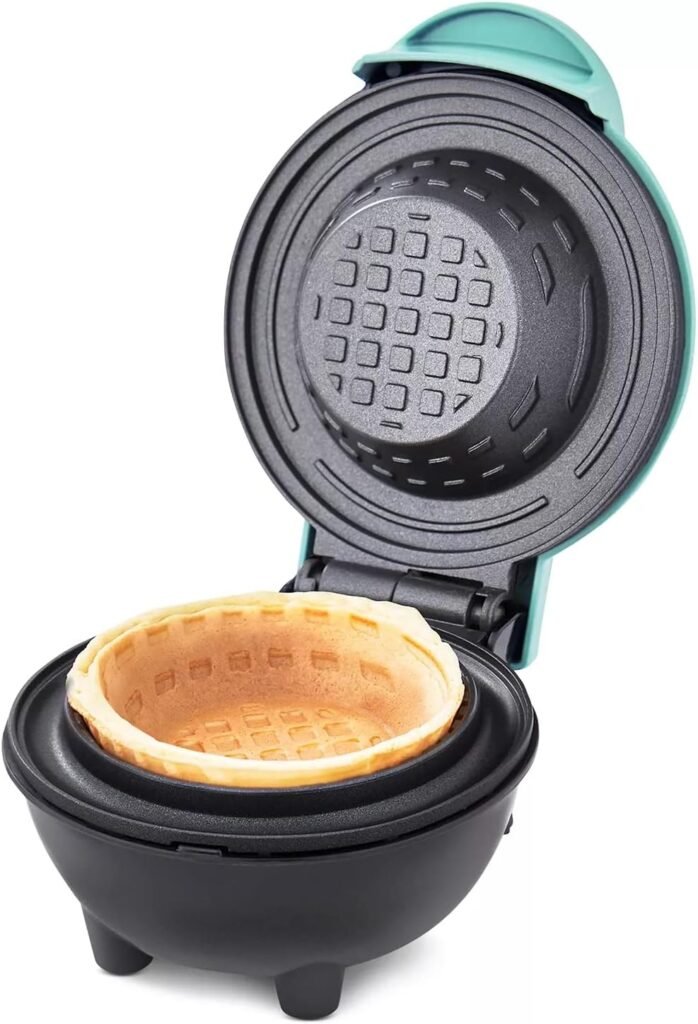 DASH Mini Waffle Bowl Maker for Breakfast, Burrito Bowls, Ice Cream and Other Sweet Desserts, Recipe Guide Included - Aqua