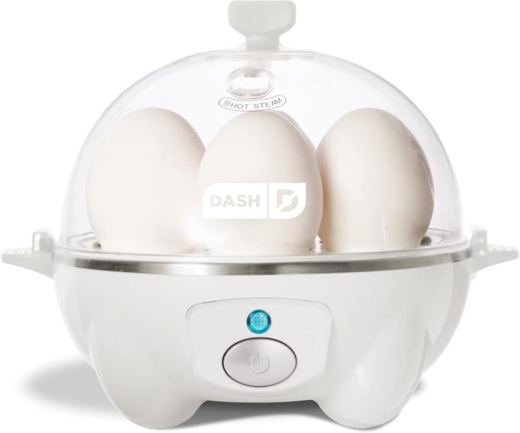 DASH Rapid Egg Cooker: 6 Egg Capacity Electric Egg Cooker for Hard Boiled Eggs, Poached Eggs, Scrambled Eggs, or Omelets with Auto Shut Off Feature - White (DEC005WH)