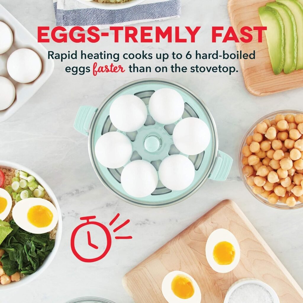 DASH Rapid Egg Cooker: 6 Egg Capacity Electric Egg Cooker for Hard Boiled Eggs, Poached Eggs, Scrambled Eggs, or Omelets with Auto Shut Off Feature - White (DEC005WH)