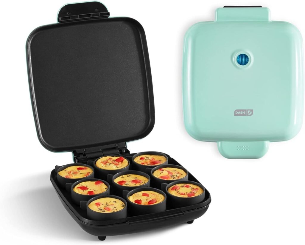 DASH Sous Vide Style Family Size Egg Bite Maker for Breakfast Bites, Sandwiches, Healthy Snacks or Desserts, Keto  Paleo Friendly (9 Servings), Aqua