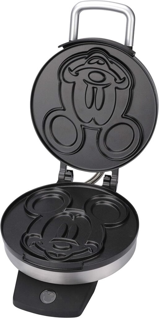 Disney Mickey Mouse Waffle Maker by Select Brands - Premium Mickey Mouse Waffle Iron - Disney Waffle Maker for Kitchen Appliances - Perfect Gifts for Disney Lovers - 7 Waffles, Red