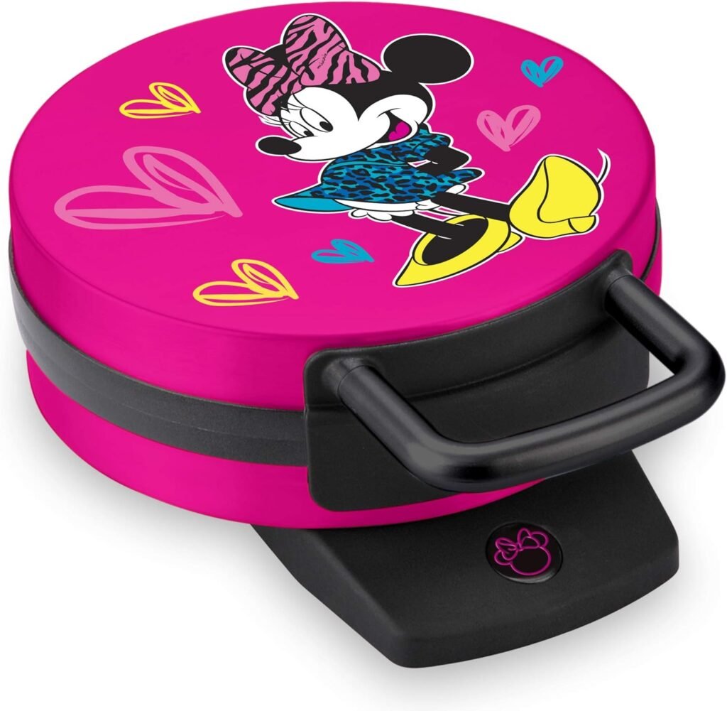 Disney Mickey Mouse Waffle Maker by Select Brands - Premium Mickey Mouse Waffle Iron - Disney Waffle Maker for Kitchen Appliances - Perfect Gifts for Disney Lovers - 7 Waffles, Red