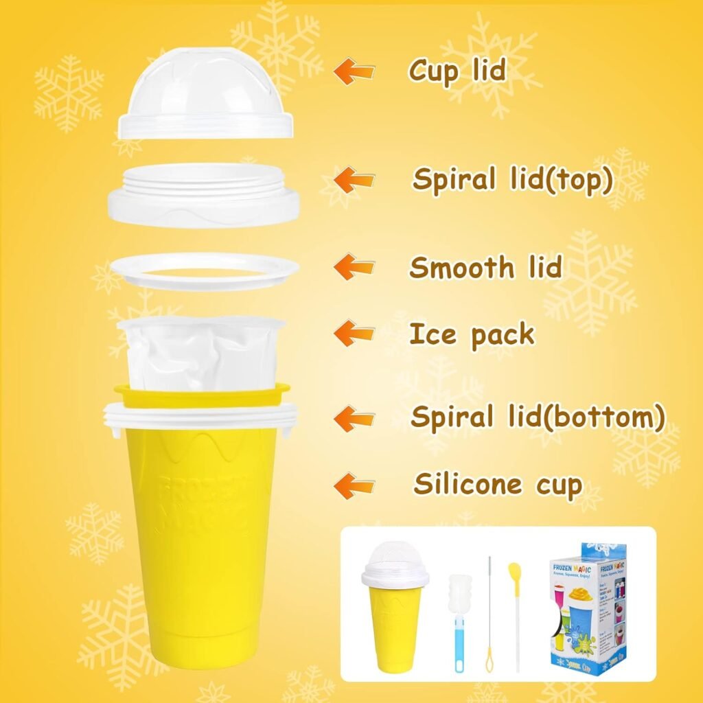 DIY Slushy Maker Cup - TIK TOK Magic Slushie Maker Squeeze Cup, Quick Frozen Cooling Smoothie Pinch Cup, Double Layer Squeeze Cup Slushy Maker, Portable Squeeze Ice Cup for Everyone - Pink