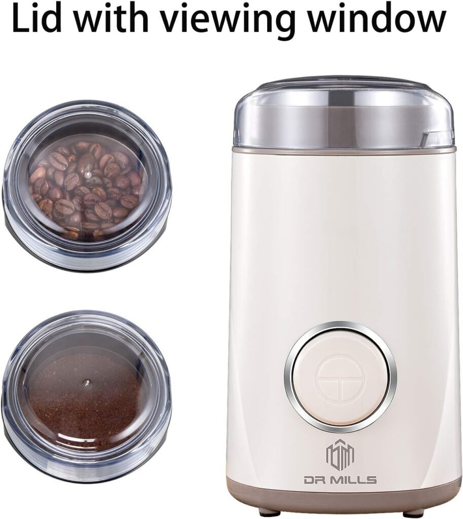 DR MILLS DM-7441 Coffee Grinder Electric,Coffee Bean Grinder,Spice Grinder,Blade  cup made with SUS304 stianlees steel (Black)