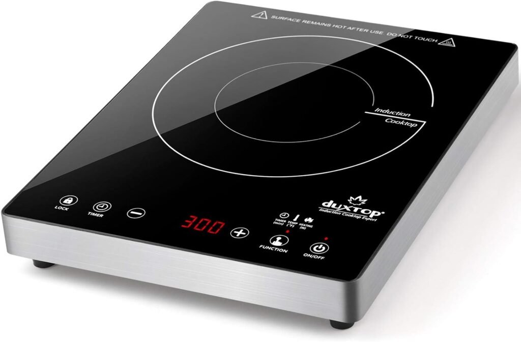 Duxtop Portable Induction Cooktop, High End Full Glass Induction Burner with Sensor Touch, 1800W Countertop Burner with Stainless Steel Housing, E200A, Black
