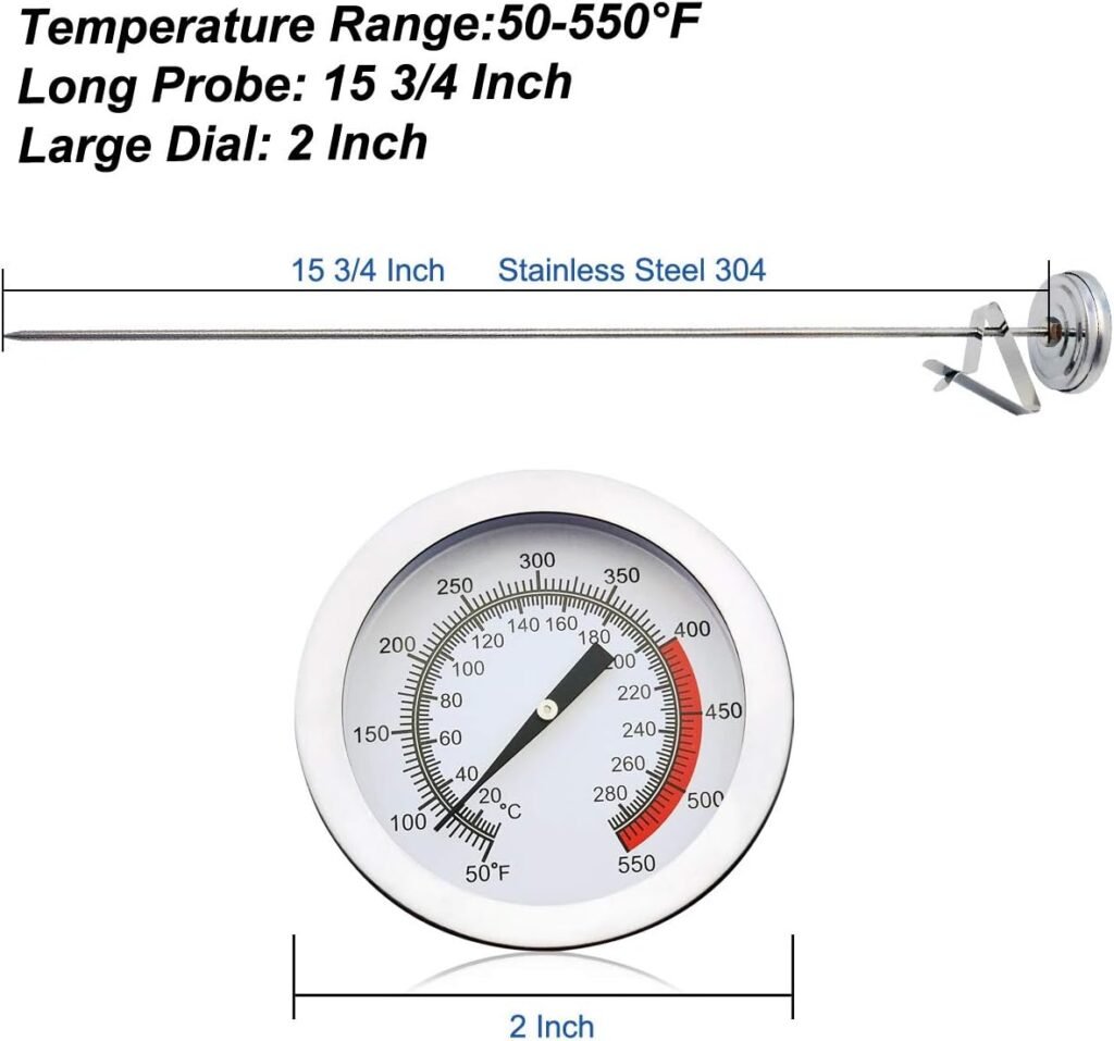 Efeng Candy Thermometer with Pot Clip  15 Probe - Deep Fry Oil Thermometer for Frying - Meat Thermometer for Cooking,Candy Making,Hot Oil Deep Fryer Thermometer