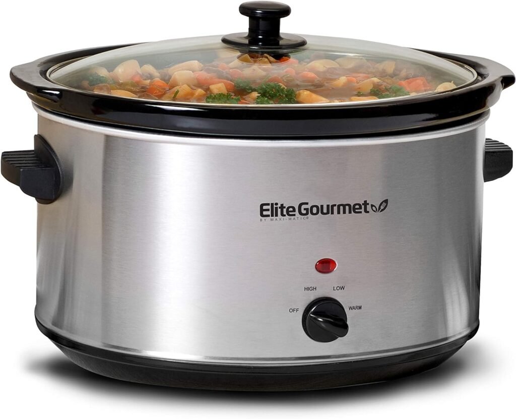 Elite Gourmet MST-900D# Digital Programmable Slow Cooker, Oval Adjustable Temp, Entrees, Sauces, Stews  Dips, Dishwasher Safe Glass Lid  Crock (8.5 Quart, Stainless Steel)