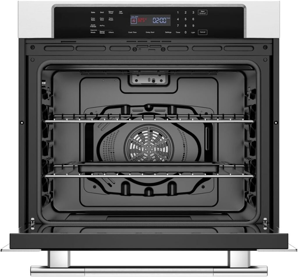 Empava 24 Electric Single Wall Oven with 6 Cooking Functions Mechanical Knobs Control in Stainless Steel, WOB14, 80 pound