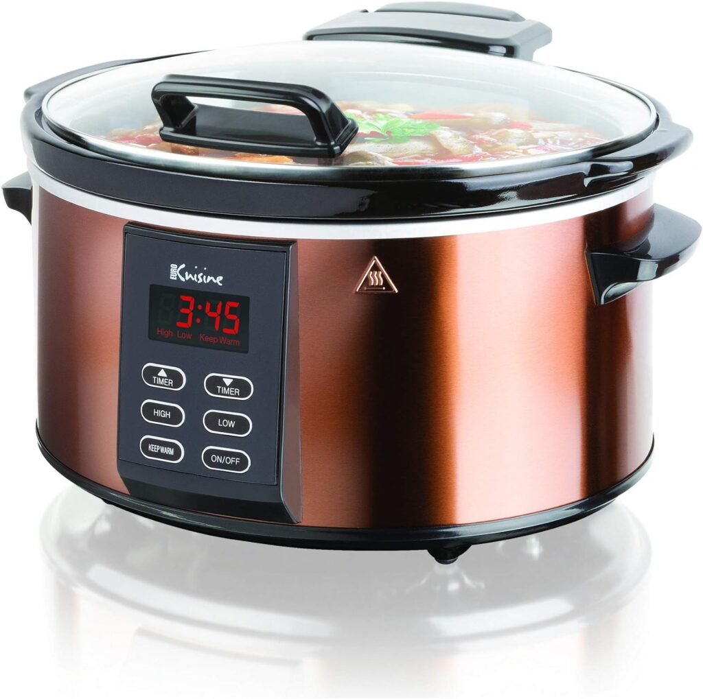 Euro Cuisine SCX6 Programmable Slow Cooker 6 Quart - Best Digital Slow Cooker for Large Family Meals, Smart Slow Cooker with Timer, Ideal for All Types of Recipes