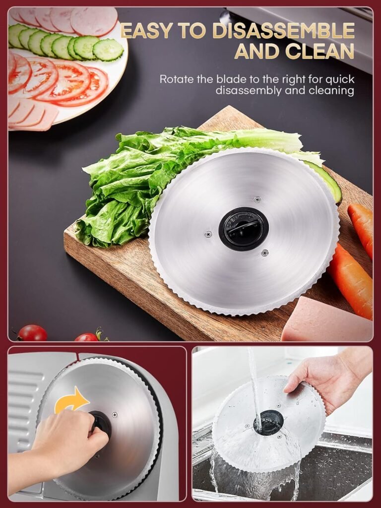 FOHERE 200W Meat Slicer for Home Use, Electric Food Slicer with Two 7.5 Sharp Stainless Steel Blade(Serrated + Smooth)  0-15mm Precise Thickness Cut Deli Food, Meat, Bread, Fruit, Vegetable, Silver