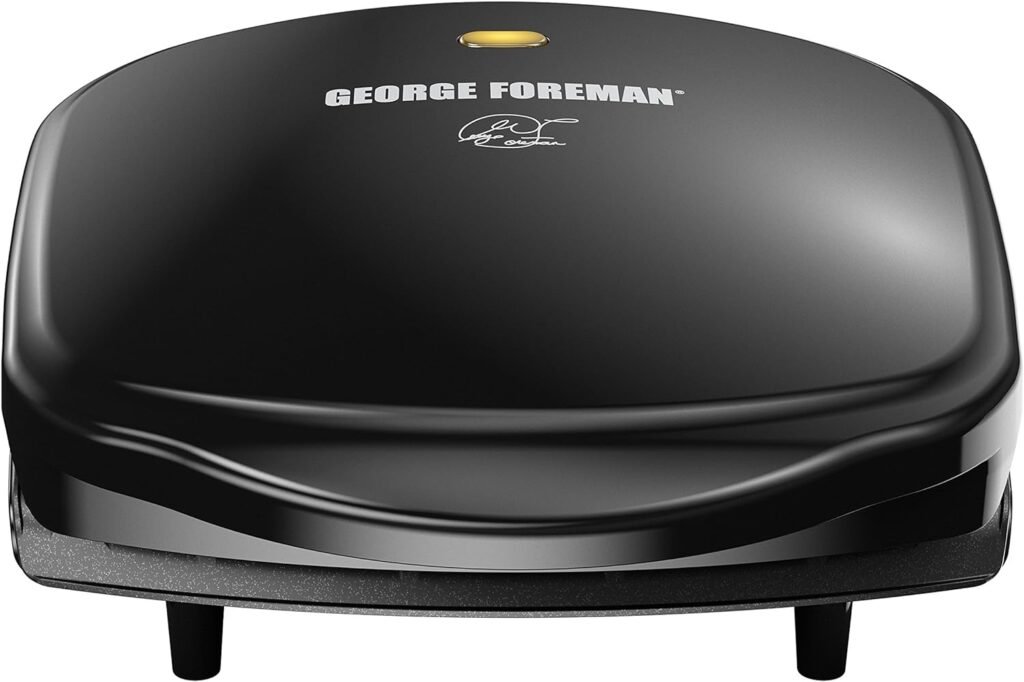 George Foreman GR10B 2-Serving Classic Plate Electric Indoor Grill and Panini Press, Black