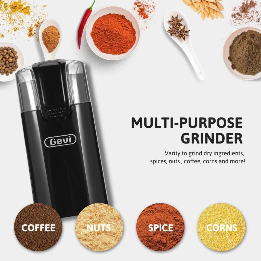 Gevi Electric Blade Grinder Stainless Steel Coffee Grinder for Coffee Espresso Latte Mochas, Noiseless Operation.GECGI140-U-1