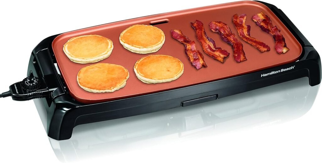 Hamilton Beach Durathon Ceramic Griddle Electric with 200 square inch PTFE  PFOA Free Cooking Surface (38519R)