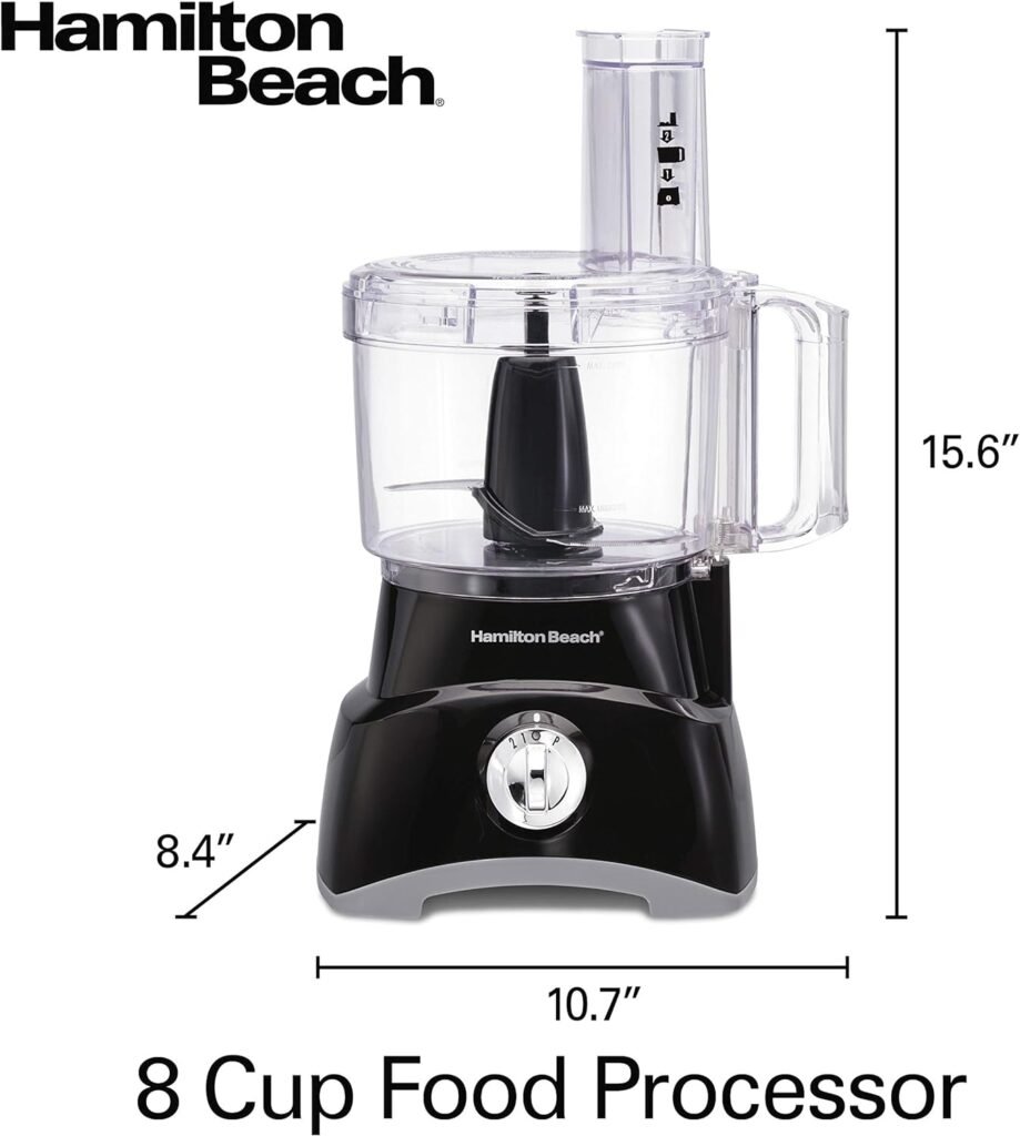 Hamilton Beach Food Processor  Vegetable Chopper for Slicing, Shredding, Mincing, and Puree, 8 Cup, Black