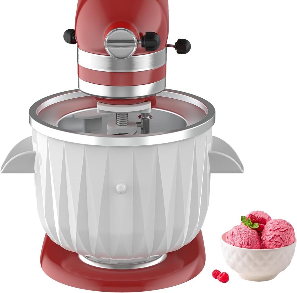 Ice Cream Maker Attachment for Kitchenaid Stand Mixer, 2 Quart Ice Cream Attachment Fits for 4.5Qt and Larger Stand Mixers, Frozen Yogurt, Ice Cream  Sorbet Gelato Maker by InnoMoon