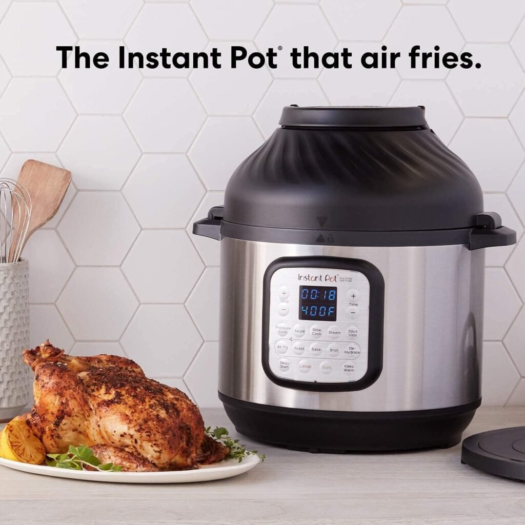 Instant Pot Duo Crisp 11-in-1 Air Fryer and Electric Pressure Cooker Combo with Multicooker Lids that Air Fries, Steams, Slow Cooks, Sautés, Dehydrates,  More, Free App With Over 800 Recipes, 6 Quart