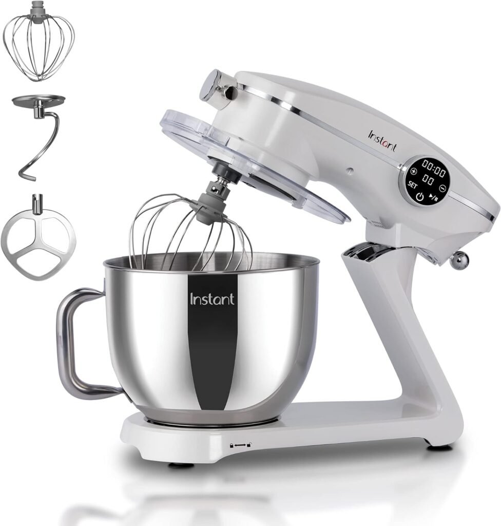 Instant Pot Instant Stand Mixer Pro,600W 10-Speed Electric Mixer with Digital Interface,7.4-Qt Stainless Steel Bowl,Dishwasher Safe Whisk,Dough Hook and Mixing Paddle,Pearl