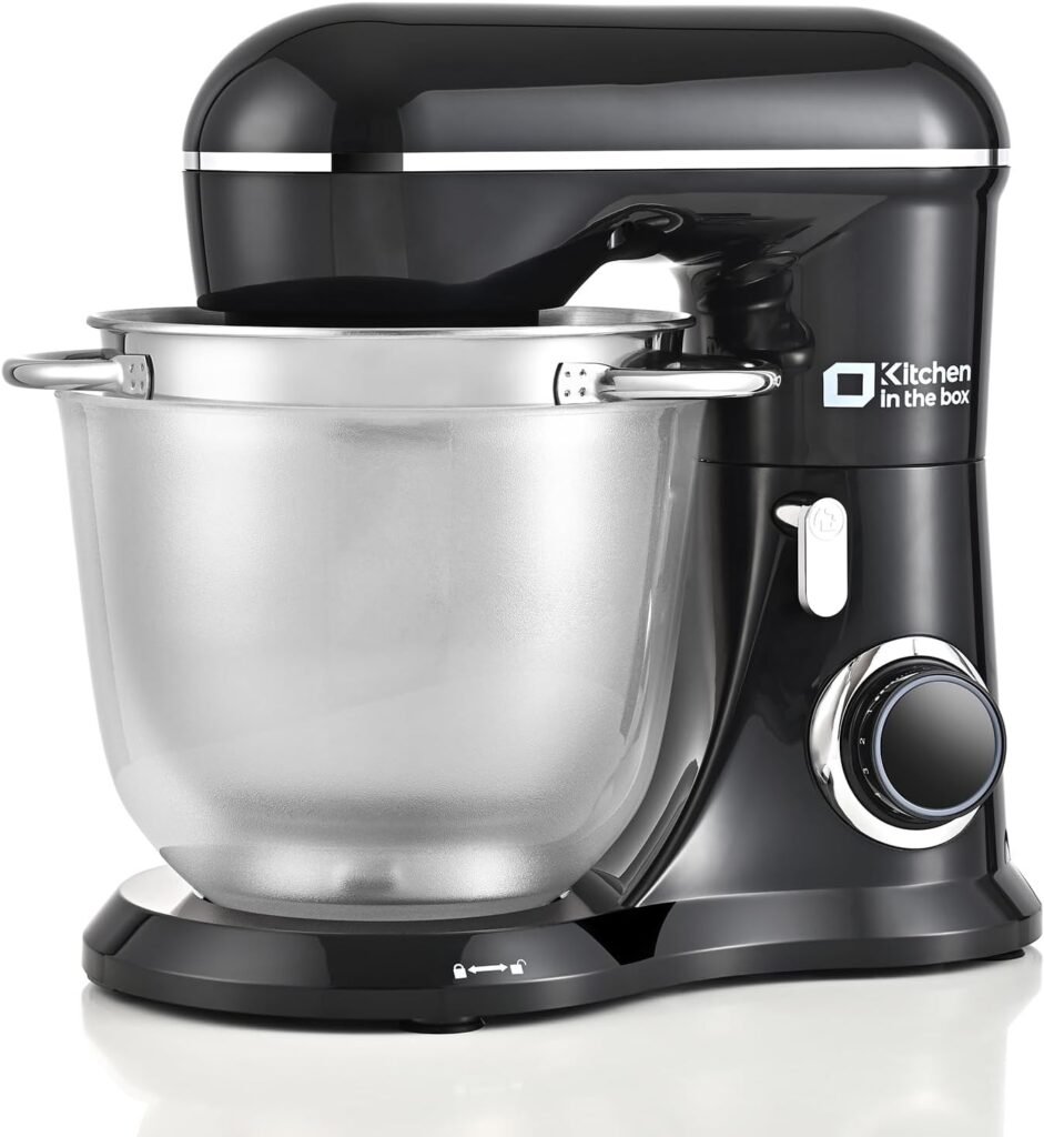 Kitchen in the box Stand Mixer, 4.5QT+5QT Two bowls Electric Food Mixer, 10 Speeds 3-IN-1 Kitchen Mixer for Daily Use with Egg Whisk,Dough Hook,Flat Beater (Black)