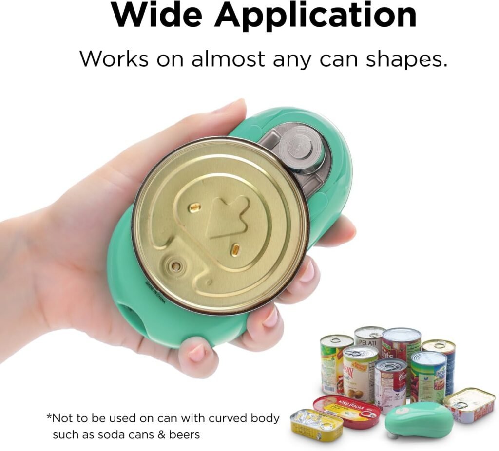 Kitchen Mama One Touch Can Opener: Open Cans with Simple Press of A Button - Auto Stop As Task Completes, Ergonomic, Smooth Edge, Food-Safe, Battery Operated , Electric Can Opener (Purple)