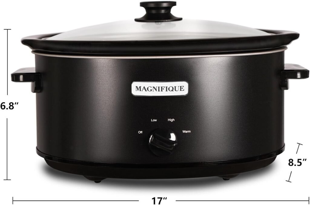 MAGNIFIQUE 4-Quart Slow Cooker with Casserole Manual Warm Setting - Perfect Kitchen Small Appliance for Family Dinners, Dishwasher Safe Crock, Red