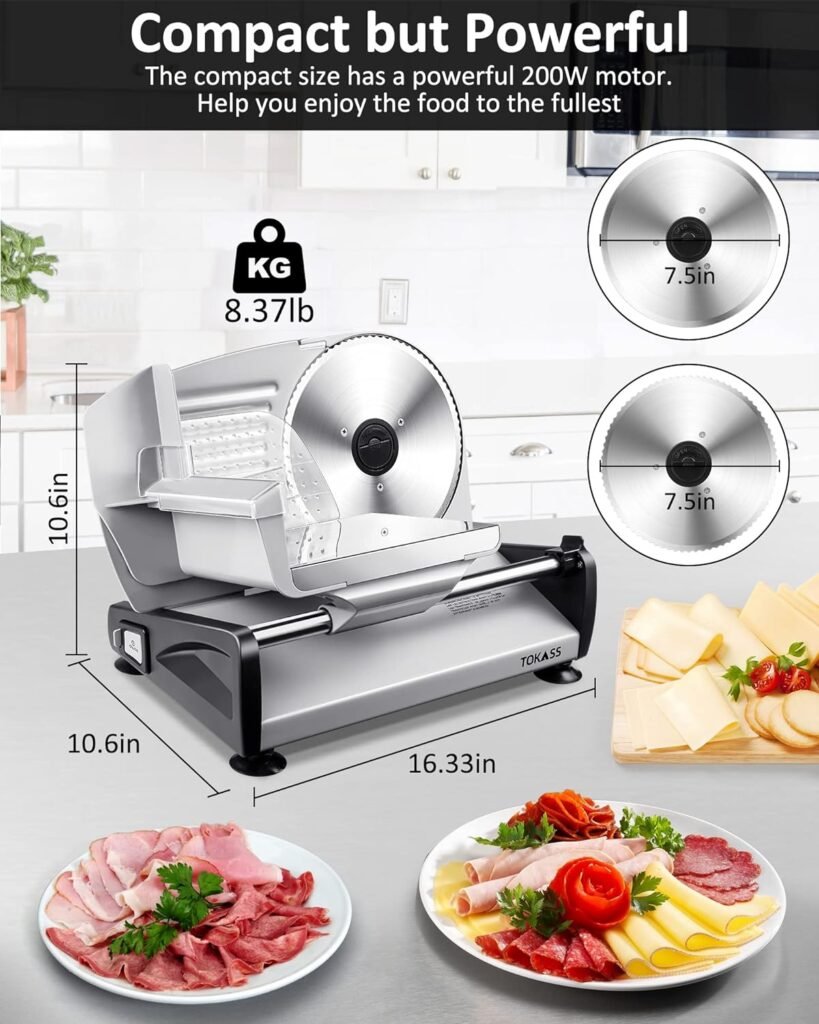 Meat Slicer Blade TOKASS 7.5 Stainless Steel,Food Slicer Round Blade only for TOKASS Meat Slicer(Non-serrated blade)