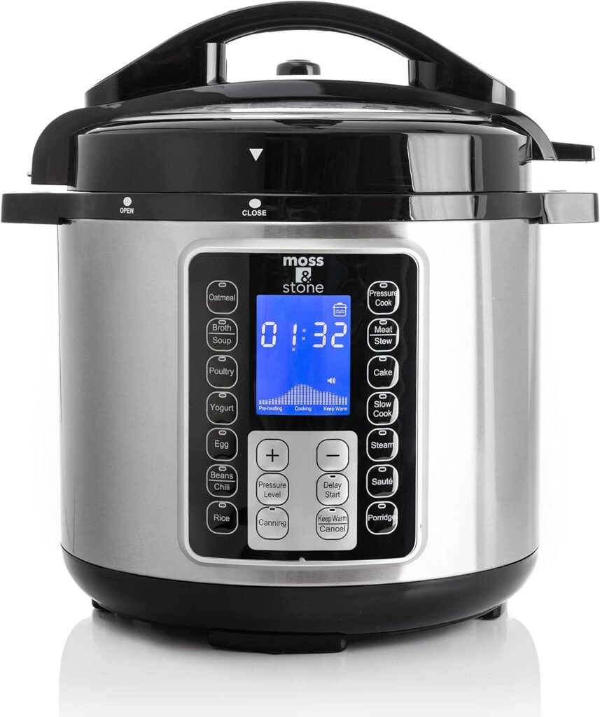 Moss  Stone Electric Multicooker Digital Rice Cooker Small 4-8 Cup 10 Pre-Programmed Settings Brown White / Food Steamer, Slow With Steamer For Vegetables, Nonstick Pot Stainless Steel