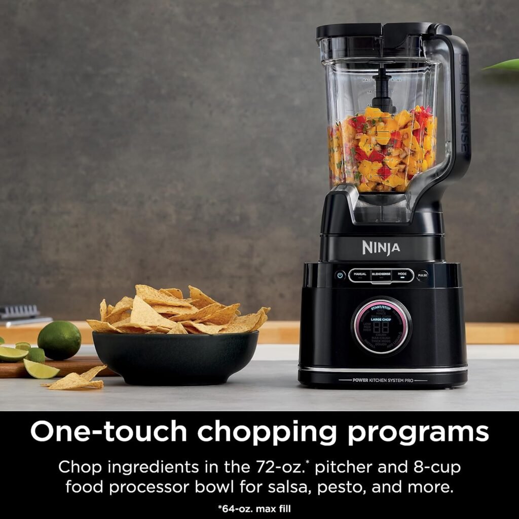 Ninja TB401 Detect Kitchen System Power Blender + Processor Pro, BlendSense Technology, Blender, Chopping  Smoothies, 1800 Peak Watts, 72 oz. Pitcher, 64 oz. Food Processor, 24 oz. To-Go Cup, Black