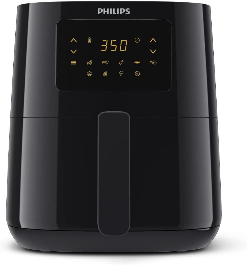 PHILIPS 3000 Series Air Fryer Essential Compact with Rapid Air Technology, 13-in-1 Cooking Functions to Fry, Bake, Grill, Roast  Reheat with up to 90% Less Fat*, 4.1L capacity, Black (HD9252/91)