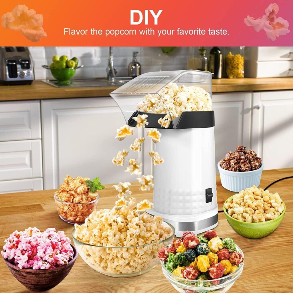 Popcorn Machine High Popping Rate, 3.5 Quarts, 1200w, 2 Min Fast Popping Air Popper Popcorn Maker, No Oil, BPA-Free, Food Safe Mini Popcorn Machine with ETL Certified, Popcorn Poppers for Home