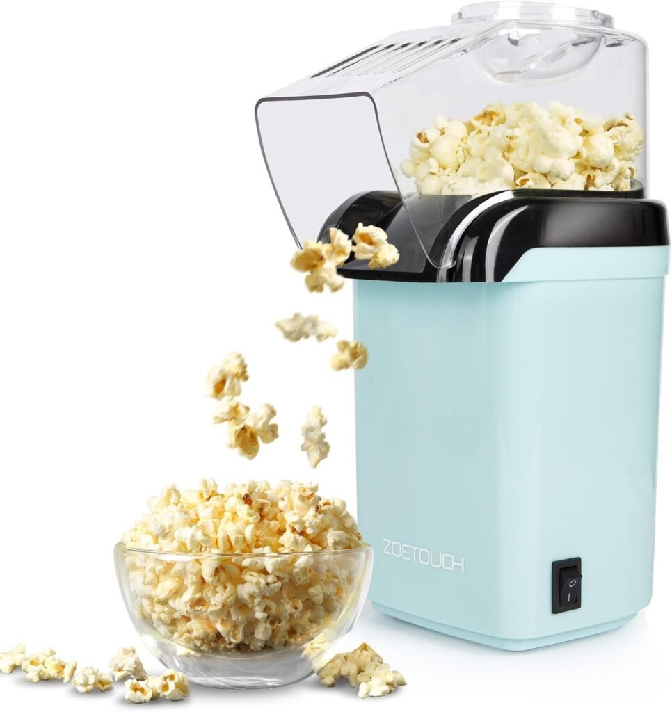 Popcorn Popper Machine 1200W Electric Hot Air Popcorn Maker with Measuring Cup  Butter Melting Tray, High Popping Rate, 2 Min Fast Making Popcorn Healthy Oil Free for Home Kids Movie Night